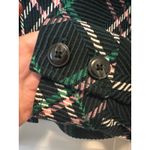 Anthropologie Maeve Plaid Faux Fur Collar Cropped Jacket Green Black Size L NWT Photo 6