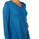 LOGO By Lori Goldstein  Blue Cotton Cashmere Asymmetrical Hem Sweater Size XXS Photo 0