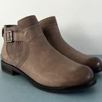 Abeo Yana Gray Leather Snakeskin Buckle Ankle Boots Size 6 Photo 1