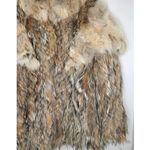 Vintage Real Fur Collared Coat Glam Shaggy Fluffy Brown Size L Photo 3