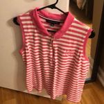 Tommy Hilfiger sleeveless striped heritage polo size xl pink and white top Photo 0
