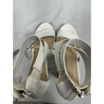 Charlotte Russe Womans Strappy Sandals 8 White Stacked Heel Back Zip Photo 5