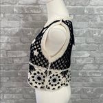 Davi & Dani  black and cream crochet knit sweater tank with flower details Photo 2
