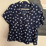 Maeve  by Anthropologie Polka Dot Linen Button Down Short Sleeve Photo 1