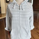 kim rogers Hoodie Gray White Stripe Jacket Cotton Photo 1