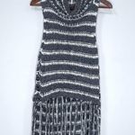 Free People  Folksong Fringe Knit Vest Tunic Sweater Charcoal/Ivory Size Small Photo 0
