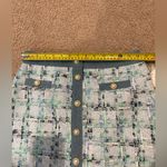 Nanette Lepore  Blue/ Green Pearl Button Tweed Mini Skirt Photo 4