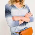 Rag Poets  new nwt capri ombré striped blue v-neck sweater Photo 0