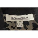 Good American Leopard Print Front Tie Black Long Sleeve Blouse Photo 1