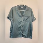 Delicacy Serenedelicacy‎ Women's Satin Button Down Short Sleeve Pajamas Top Size L Photo 2