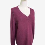 AQUA  Cashmere 100 Percent Cashmere V Neck Sweater Purple Berry Women’s Size L Photo 2
