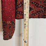 Laurence Kazar Vintage  Jacket Womens XL Red Silk Beaded Sequin Evening 90s Photo 6