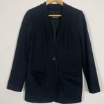 Madewell Women's Black Collarless One-Button Blazer
Jacket with Pockets Size 10 Photo 0