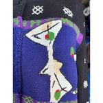 Vintage Michael Simon Martini Knit Cardigan Black Cobalt Novelty Sweater Petite Size undefined Photo 6