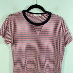 Rag & Bone Jeans Red & Black Diagonal Stripes Short Sleeve T Photo 1