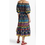 Cara Cara Mimi Flowerbox Navy Off Shoulder Smocked Midi Dress XS Blue Photo 1