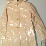 New NWT $375 Jane Post Iconic Princess Slicker Rain Coat Hood Women S Peach Nude Orange Photo 0