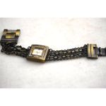 Kensie  Brass Tone Layered Link Chain Rhinestone Accent New Battery Watch Photo 3