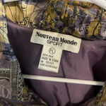 Vtg Nouveau Monde Sport 100% Silk Purple Fall Leaves Print Bomber Fabric Jacket Size undefined Photo 1