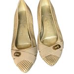 AK Sport Beige Perforated Flats With Elastic Strap Gold Accent 6 business casual Tan Photo 0