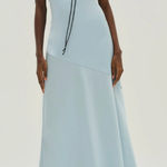 FOR LOVE & LEMONS Mariella Lace Trim Satin Maxi Dress in Blue Size XL Photo 0