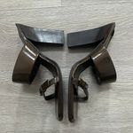 Gucci Vintage 90s Double Strap Brown Leather Block Heel Mule Sandals Photo 4