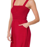 Zenana  Red Burgundy Smocked Top Romper With Pockets Size Small Photo 0