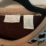 Erika  Y2K chenille sweater brown with pattered stripes & rolled collar. Photo 2
