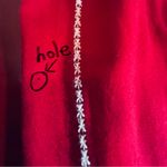 Lucky Brand  Red White Embroidered Cotton Peasant Blouse Tassel Boho Americana Photo 6