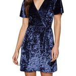 LA Hearts PacSun Dark Blue Crushed Velvet Short Sleeve Wrap Mini Dress S Photo 0