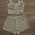 Boutique New  Women's grey Bow Knot Ruffle Trim Sleepwear Set. Size Medium Photo 1