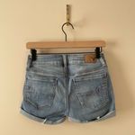 American Eagle Women’s Super Super Stretch Distressed Denim Midi Shorts Photo 3