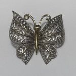 Avon Vintage Silver & Gold Tone Two Tone Blue Eye Butterfly Pin Brooch Photo 1