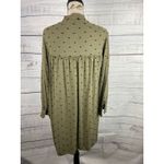 ZARA  Babydoll Dress Womens S Army Green Polka Dot Split Mock Neck Viscose Photo 3