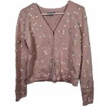 Worth Sweater Cardigan shell cami beaded Flower top fine knit Size S Photo 1