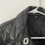 Maje  Black Faux Leather Look Quilted Shacket Jacket size large Photo 7