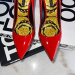Versace New Barocco Pointy Toe Pump in Patent Red Photo 6