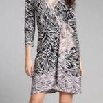 BCBG MAXAZRIA Long Sleeve Black and White Abstract Patterned Wrap Dress XS Photo 0
