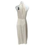 EXPRESS NEW  Cream Silk Satin Sleeveless High Neck Slit Bridesmaid Sheath Dress S Photo 1