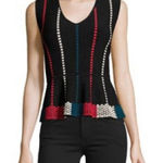 BCBGMAXAZRIA  Black Knit Peplum V Neck Sleeveless Top XXS Photo 0