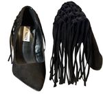 Steve Madden Tipsyy Black Suede Fringe Heels Sz 6 Photo 0