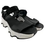 Sorel  Kinetic Impact Y-Strap High Sandals Platform Knit Open Toe Black White 8 Photo 1