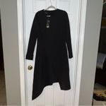 Akris  Zip Front Asymmetric Midi‎ Dress Neoprene Womens Size US 10 Black Goth NEW Photo 1