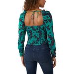 Free People NWT Hilary Printed Top Green Combo Photo 1