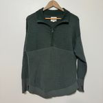 Aerie  Offline Home Stretch Quarter Zip Sweater Ribbed Green Oversized Size Small Photo 1