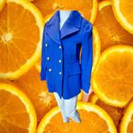 J.Crew  Stadium Cloth Double Breasted Pea Coat Royal Blue Gold Buttons Size 0 Photo 7