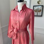 Isabel Riera Handmade Salmon Pink Iridescent Shirt Dress Midi $550 M Size M Photo 5