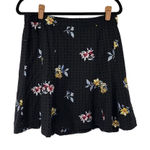 Ann Taylor Black Multi-Color Floral Embroidered Eyelet A-Line Short Skirt Photo 0