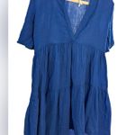 by Anthropologie Cobalt Blue Tiered Mini Dress Boho Lightweight Effortless XXS Photo 3