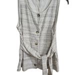 Lucky Brand Sz. L Tank Textured Stripe Button-down Sleeveless Tie Front Shirt Photo 2